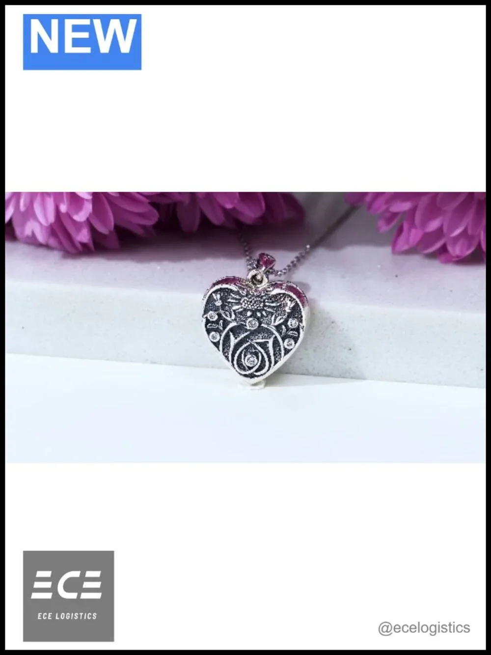 S925 Sterling Silver Daisy Locket Necklace Holds 2 Pictures